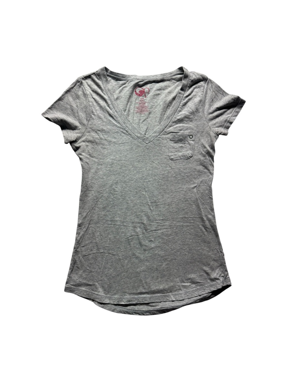 Ocean Pacific OP Women’s Gray Deep V-Neck Pocket T-Shirt Size Small